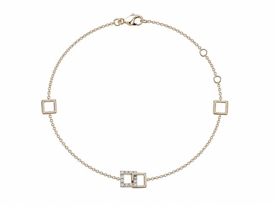 Pulsera Lo Scrigno Gioielli Mujer in Oro Zircone BR FILO CON QUADRI - BR FILO CON QUADRI